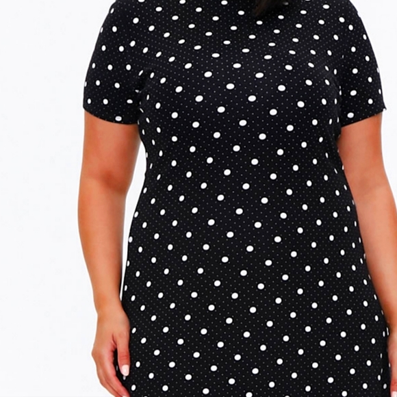 Plus Size Forever 21 Polka Dot Mock Neck Dress - Picture 1 of 2